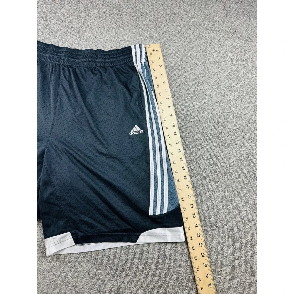 Adidas Shorts Men XL Black White Striped Athletic Mesh Gym Basketball P10855 - Picture 7 of 10